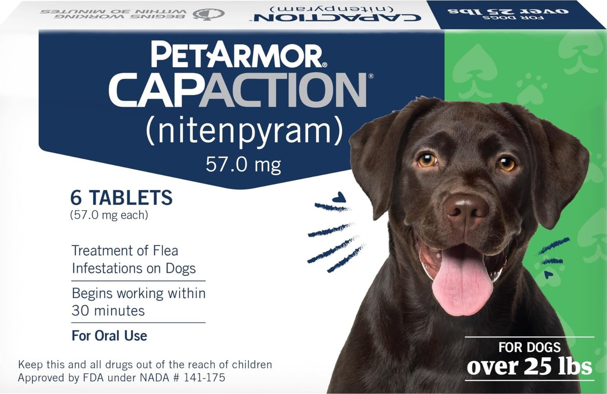 PetArmor CAPACTION front packaging showing product and doses for quick flea relief