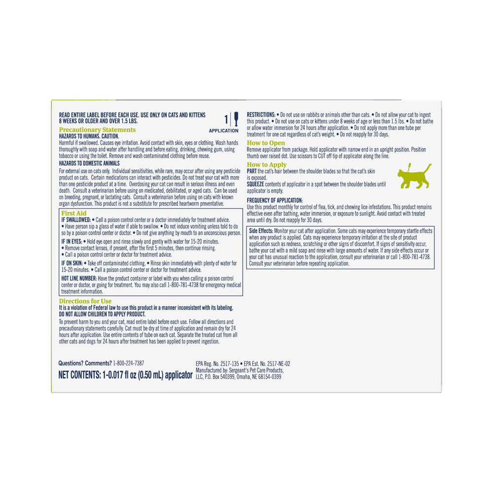 PetArmor ingredients label highlighting fipronil and (S)-methoprene benefits
