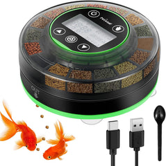 Petbank feeder front view showing compact design and LCD for convenience