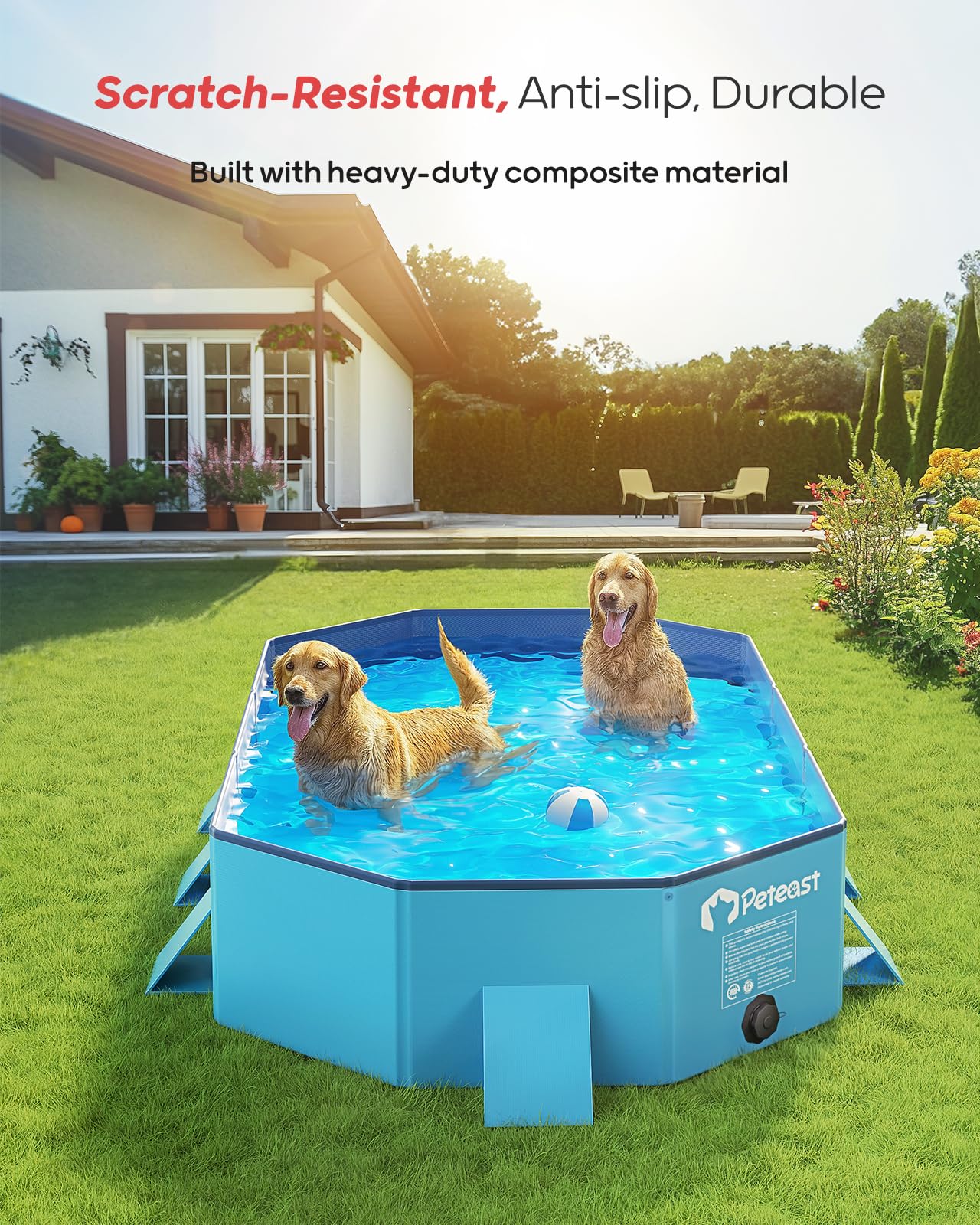 Peteast pool side drain detail for fast emptying and convenient hose connection