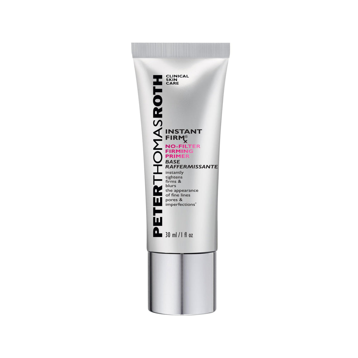 Peter Thomas Roth front packaging showing sleek bottle and branding benefit: instant smoother skin