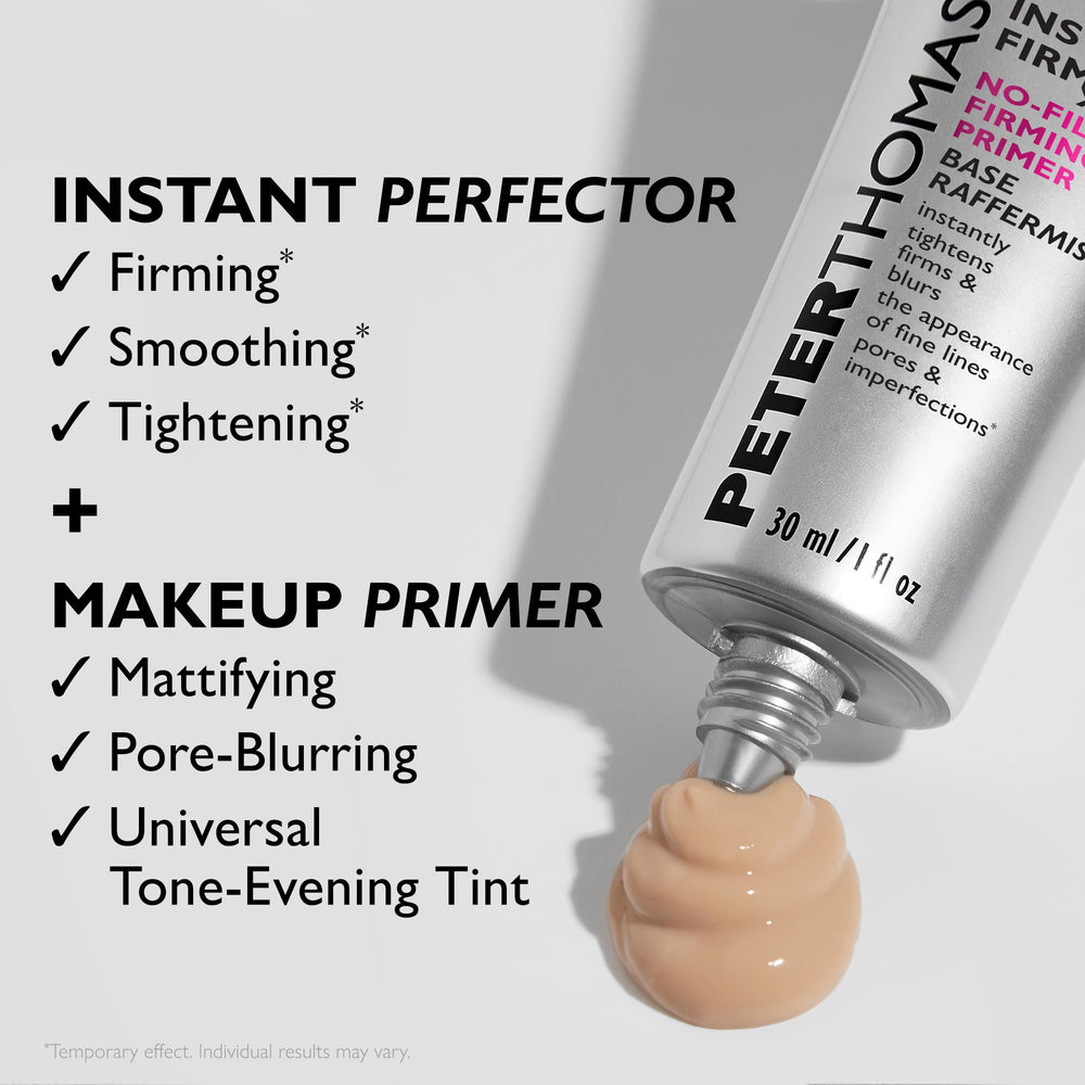 Peter Thomas Roth with foundation application illustrating improved makeup finish benefit: even coverage