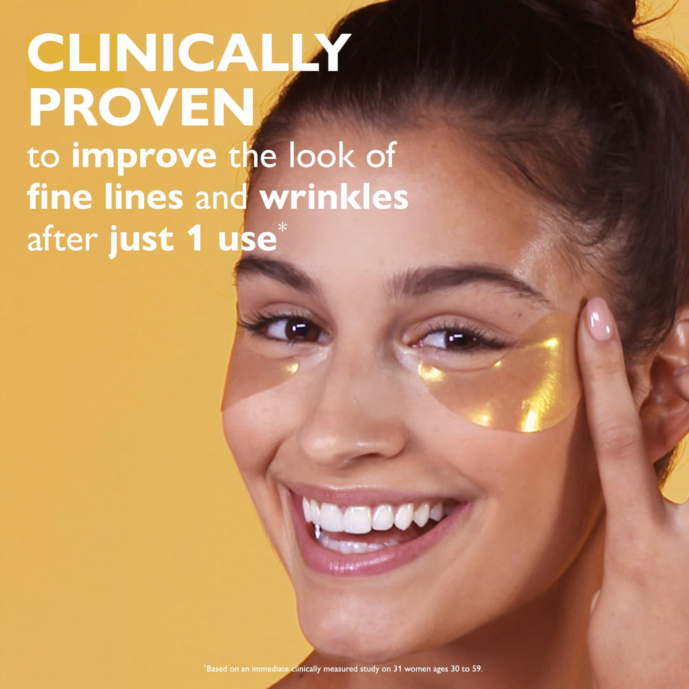 Peter Thomas Roth patch applied under eye demonstrating immediate smoothing and refresh