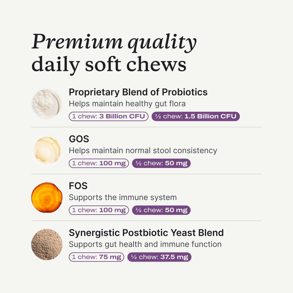 Hand holding a PetLab Co. chew to show size for small dogs, easy-dosing benefit