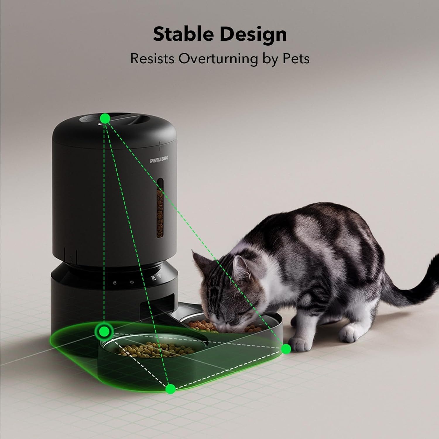 PETLIBRO dual power ports and battery backup for uninterrupted feeding