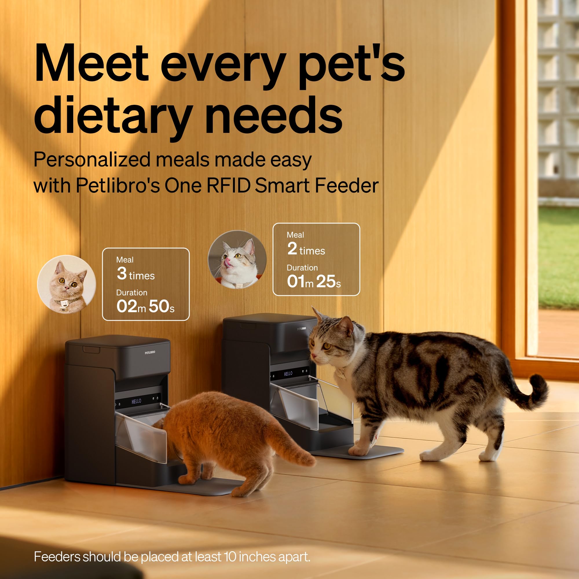 PETLIBRO collar tag closeup showing RFID tag for personalized cat access
