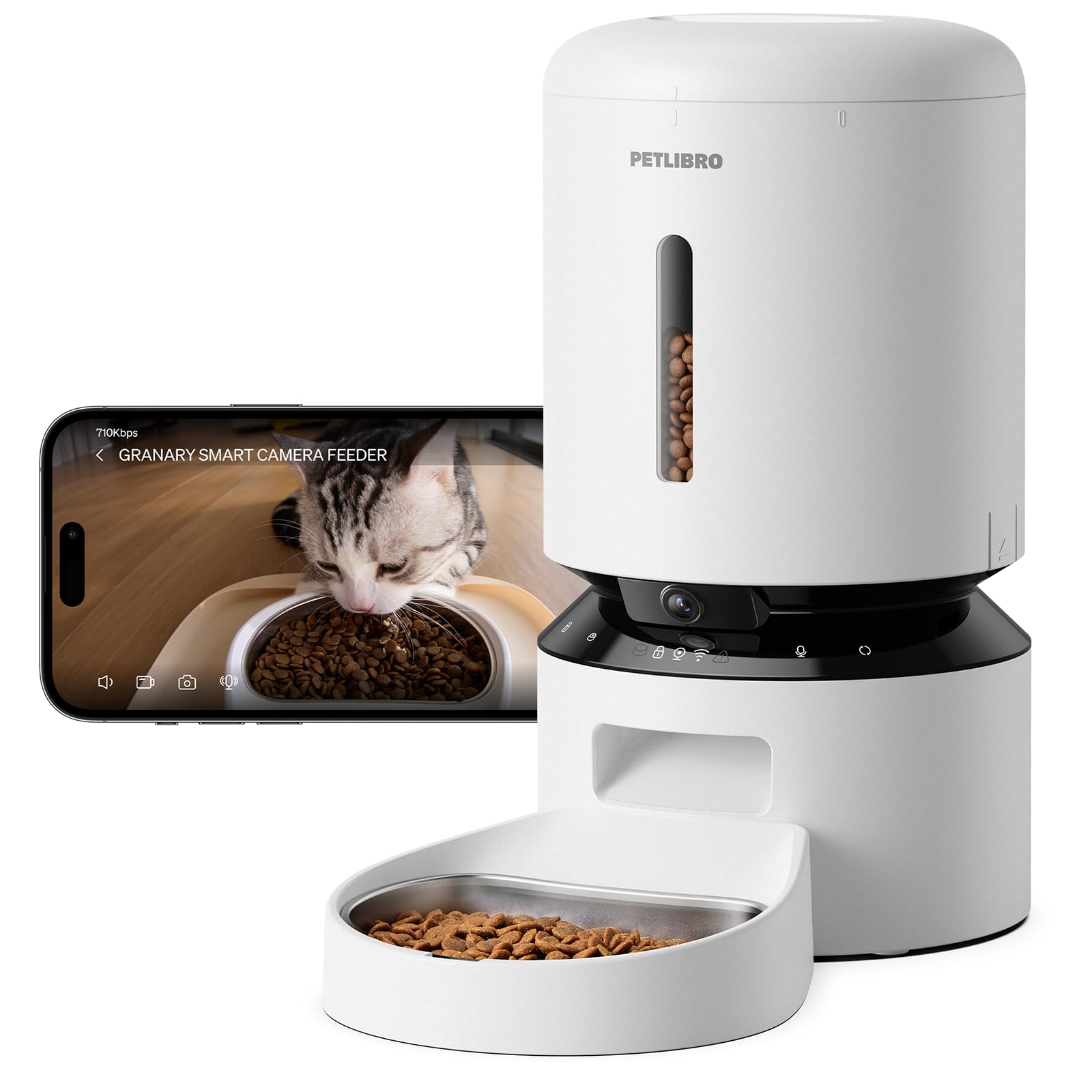 PETLIBRO front view showing sleek feeder and tray for reliable feeding