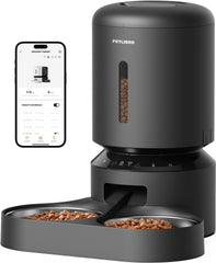 PETLIBRO front view showing dual bowls and compact footprint for portion control