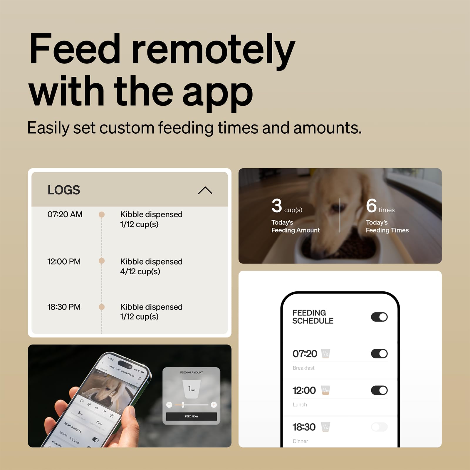 PETLIBRO feeder in use with cat eating, enabling scheduled meals remotely