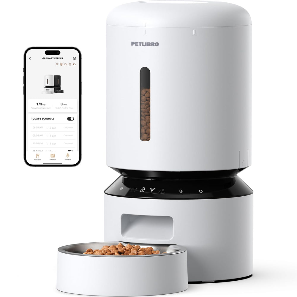 PETLIBRO front view showing compact smart feeder and easy setup