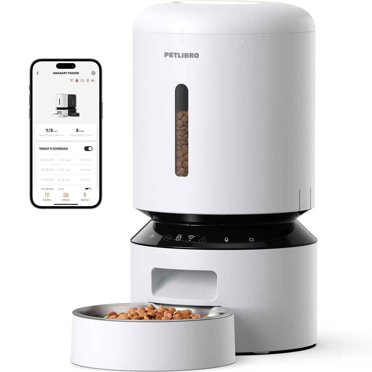 PETLIBRO front view showing compact smart feeder and easy setup