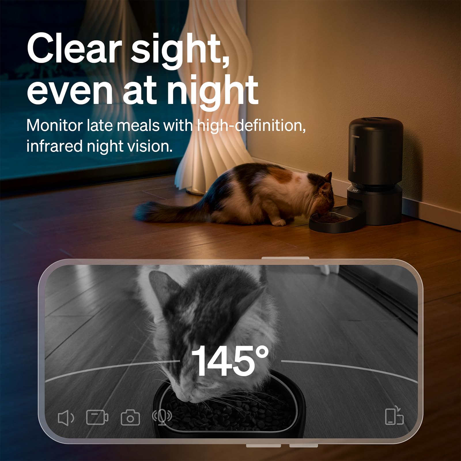 PETLIBRO night vision image showing visible pet in low light