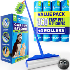 PetLovers floor roller front view showing wide 9.4-inch head for fast cleaning