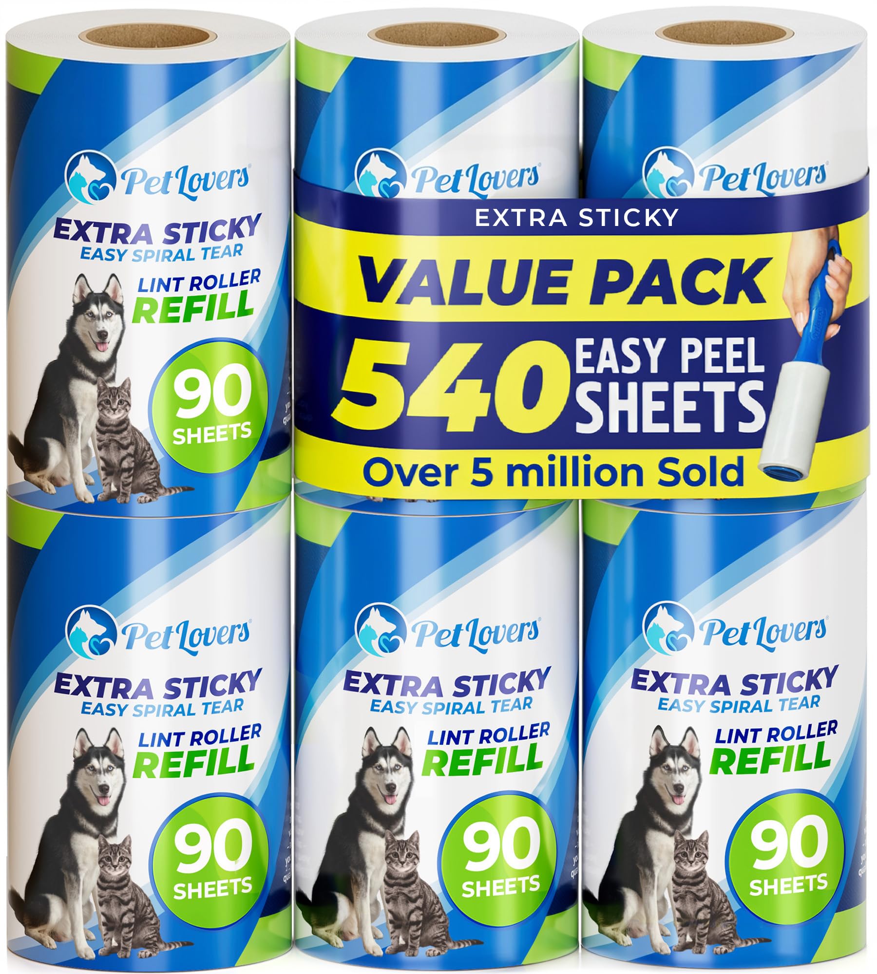 PetLovers refill pack front view showing compact, space-saving design and extra sticky benefit