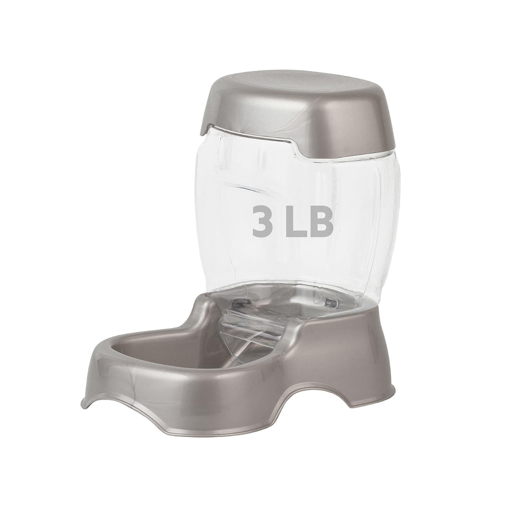 Petmate pearlescent feeder front view showing stable design and easy access