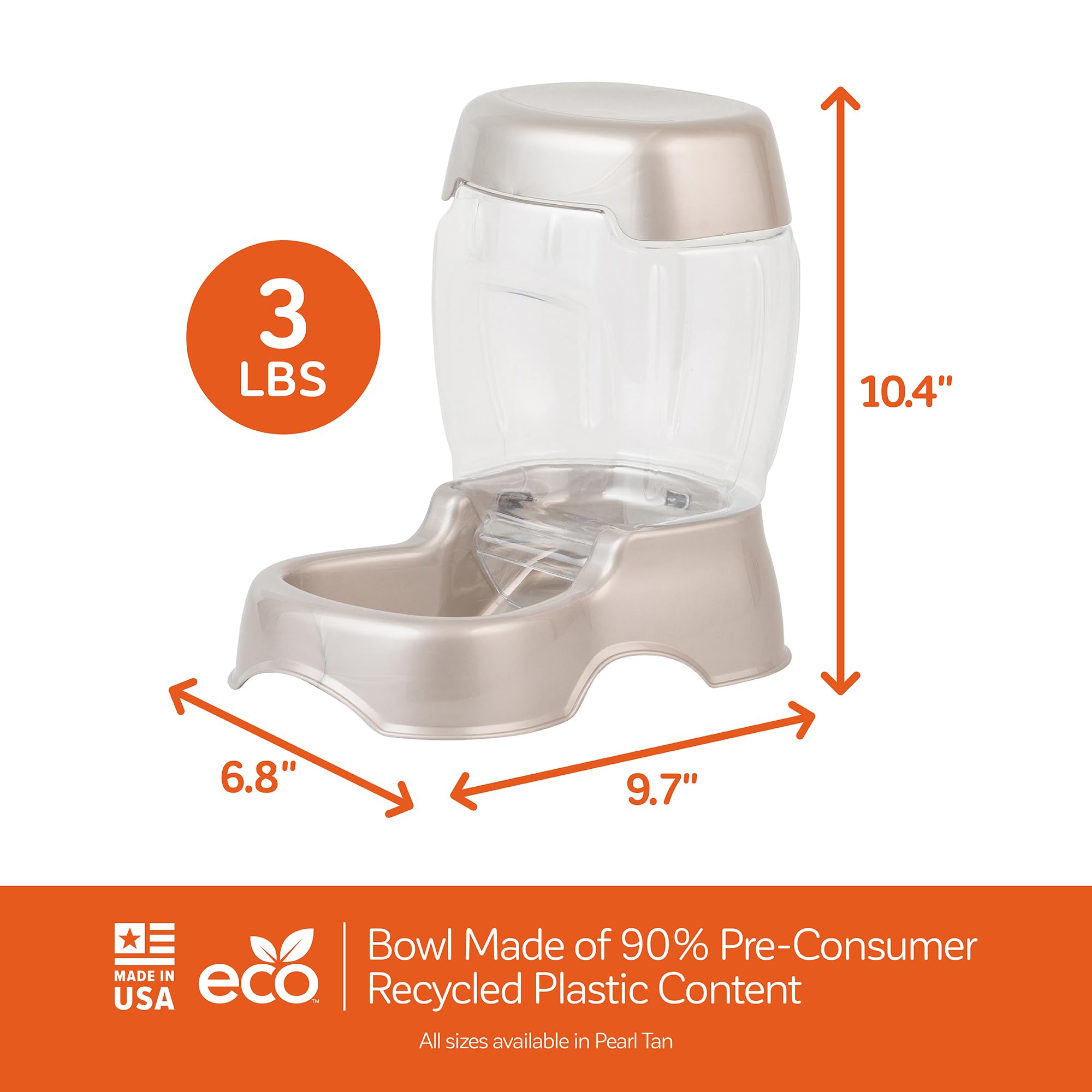 Petmate feeder hopper close-up showing wide opening for easy cleaning