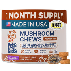 Pets Are Kids Too front pack showing turkey tail chews and benefits
