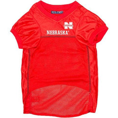Pets First Nebraska jersey on dog at tailgate showing team spirit and easy movement