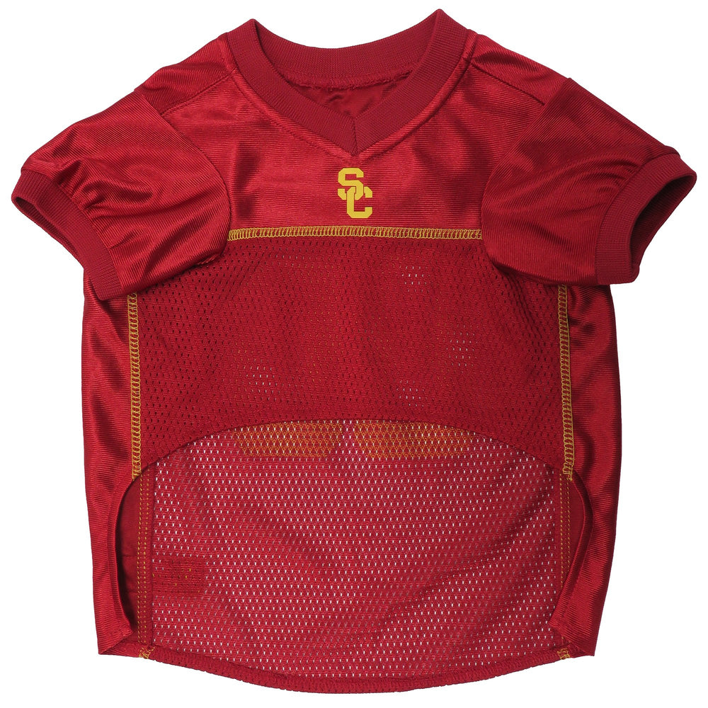 Pets First USC Trojans fabric close-up showing breathable mesh and durable stitching benefit airflow
