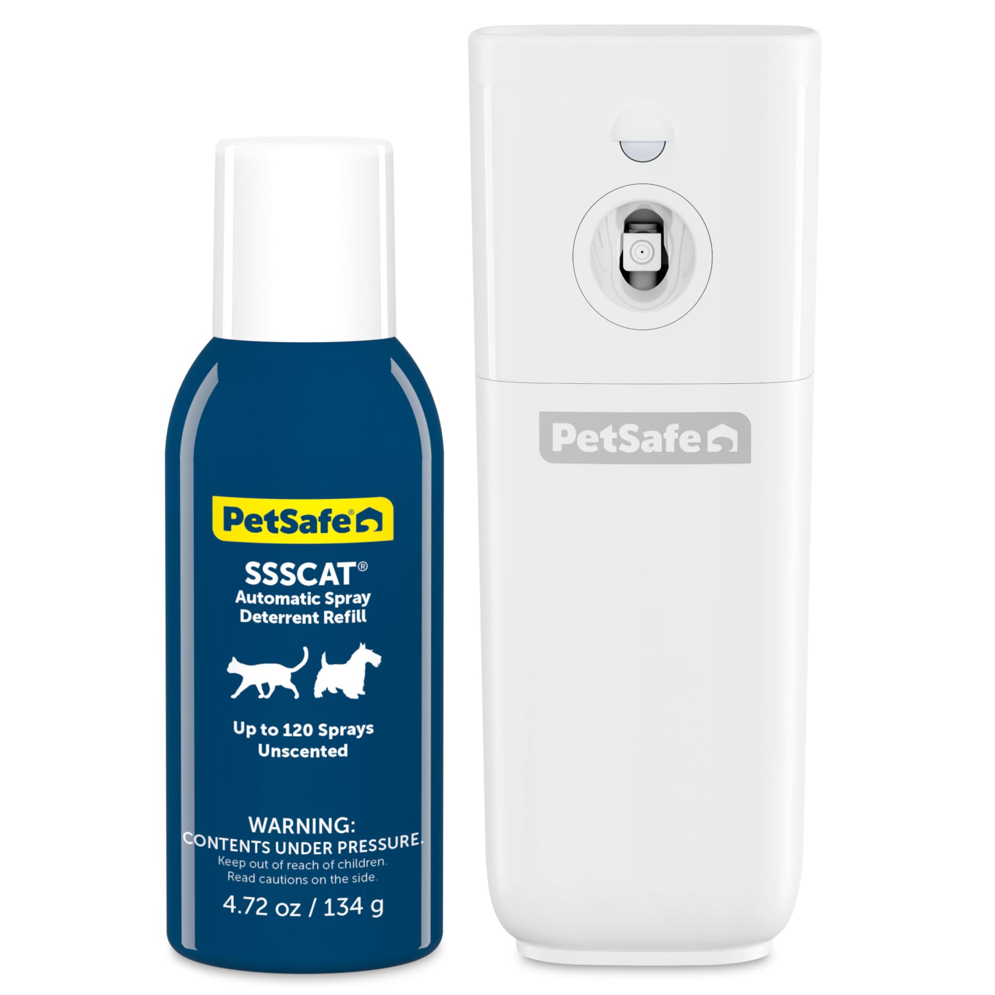 PetSafe SSSCAT front view showing compact deterrent and benefit of discreet protection