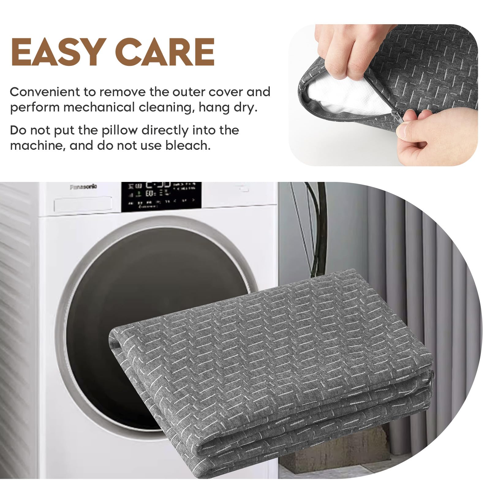 PEUJEW zippered removable cover detail showing easy washing and hygiene advantage