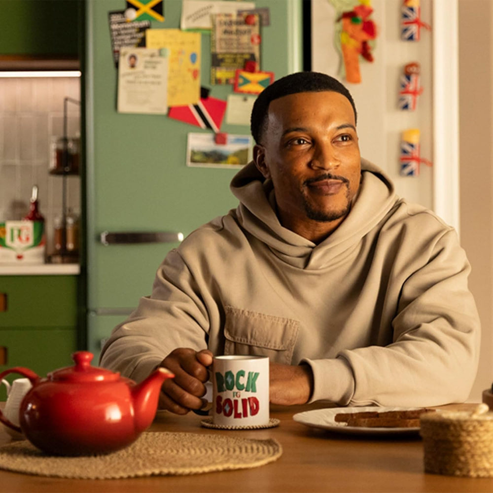PG Tips being poured into teacup with scale, conveys predictable strength