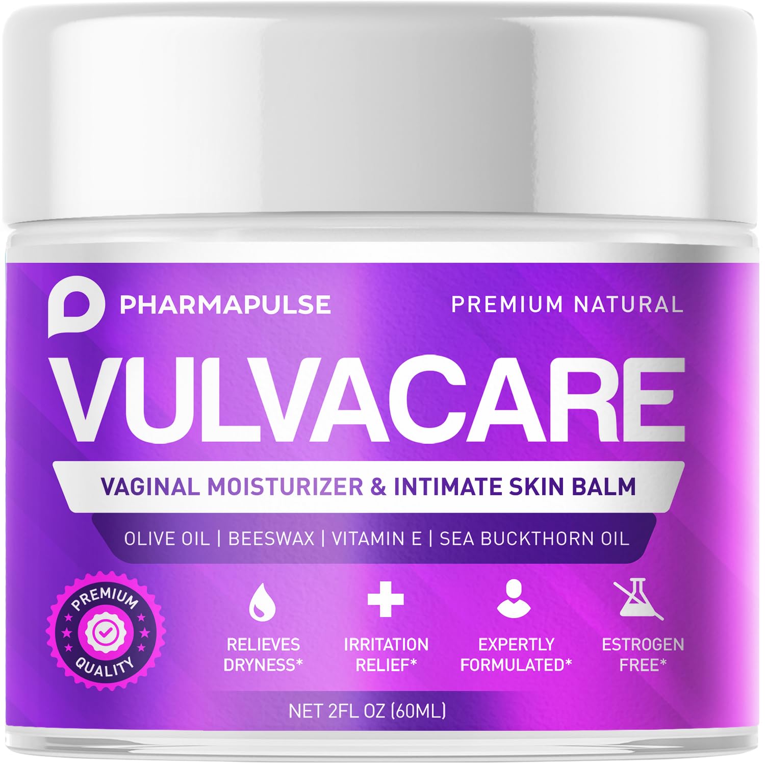 Pharmapulse Vulvacare front jar showing clean packaging and benefit of gentle hydration