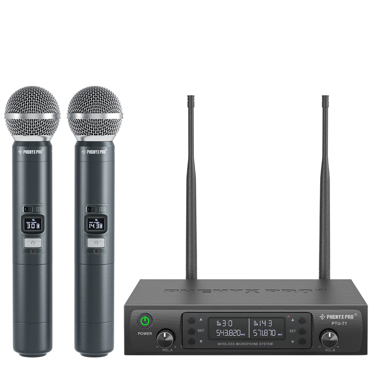Phenyx Pro PTU-71-2H receiver front view showing controls and clear status