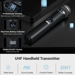 Phenyx Pro receiver back panel with audio outputs and adapters for easy connections