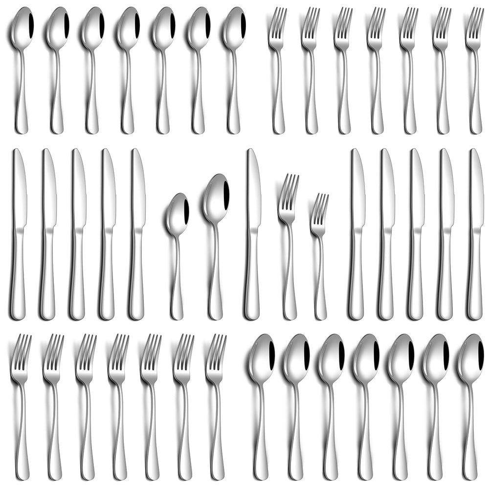 PHILIPALA front layout of all 30-piece flatware set showing coordinated pieces and polished finish