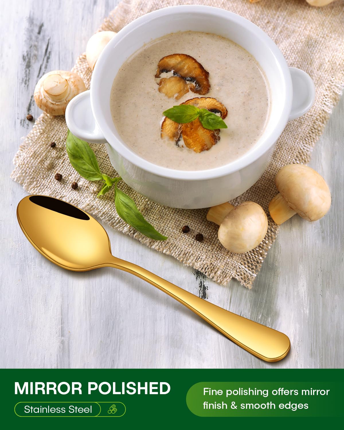 PHILIPALA utensils beside dinner plate, conveys practical size and scale