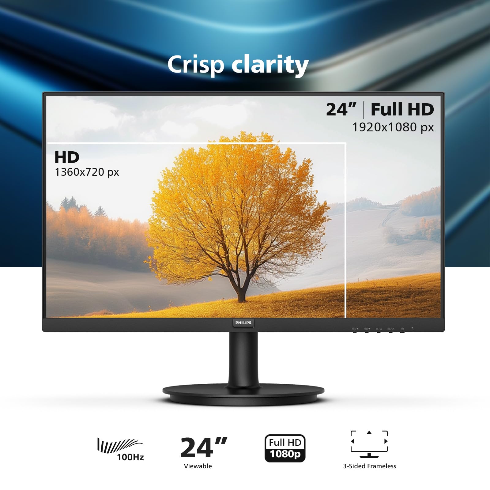 Philips 241V8LB side profile highlighting thin design and stable desk footprint benefit