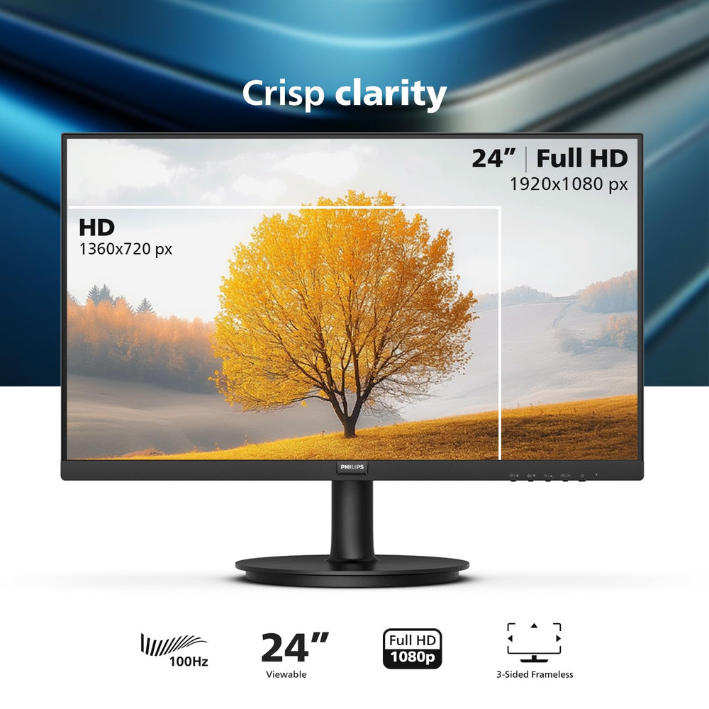 Philips 241V8LB side profile highlighting thin design and stable desk footprint benefit
