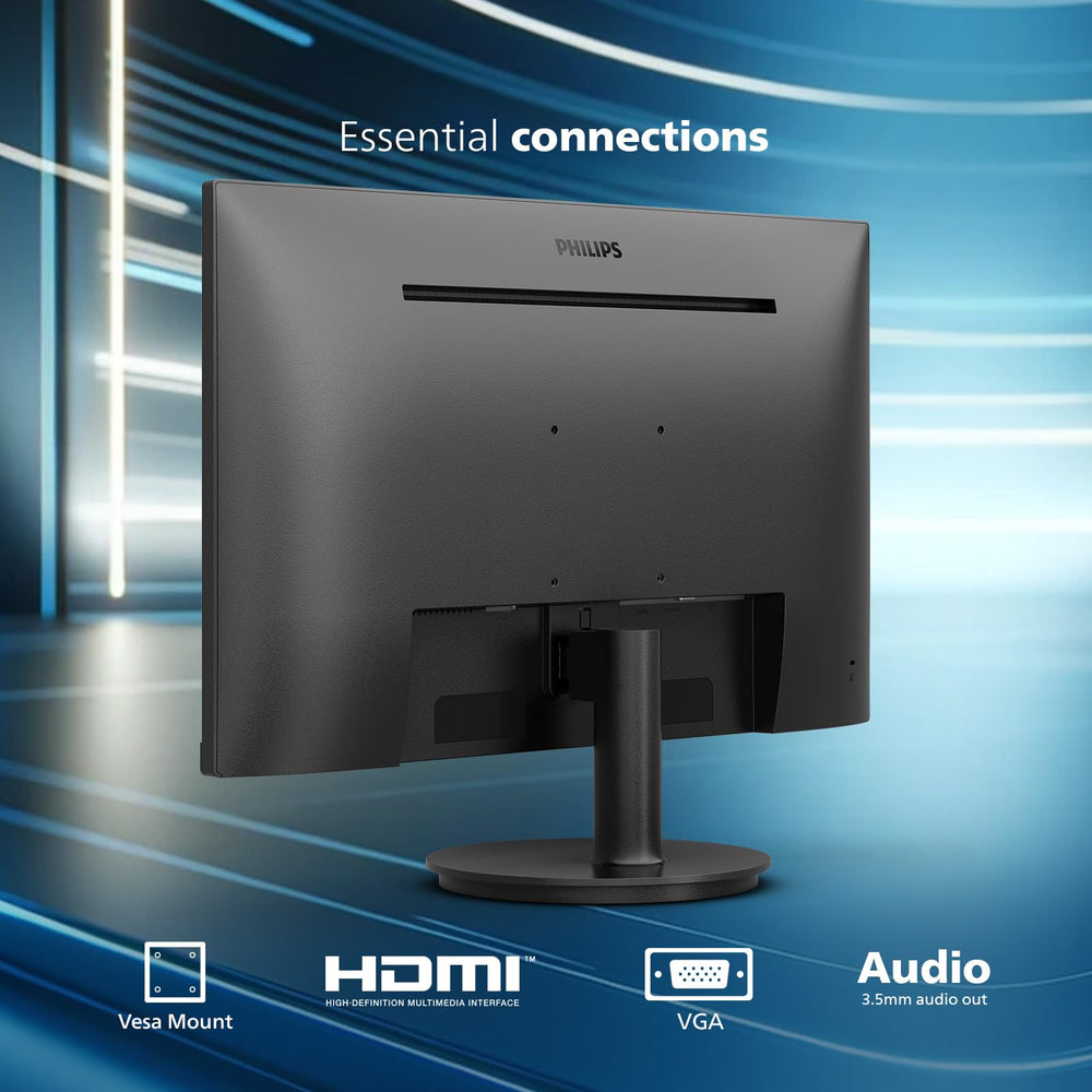 Philips 241V8LB VESA-mounted on wall saving desk space and enabling ergonomic positioning
