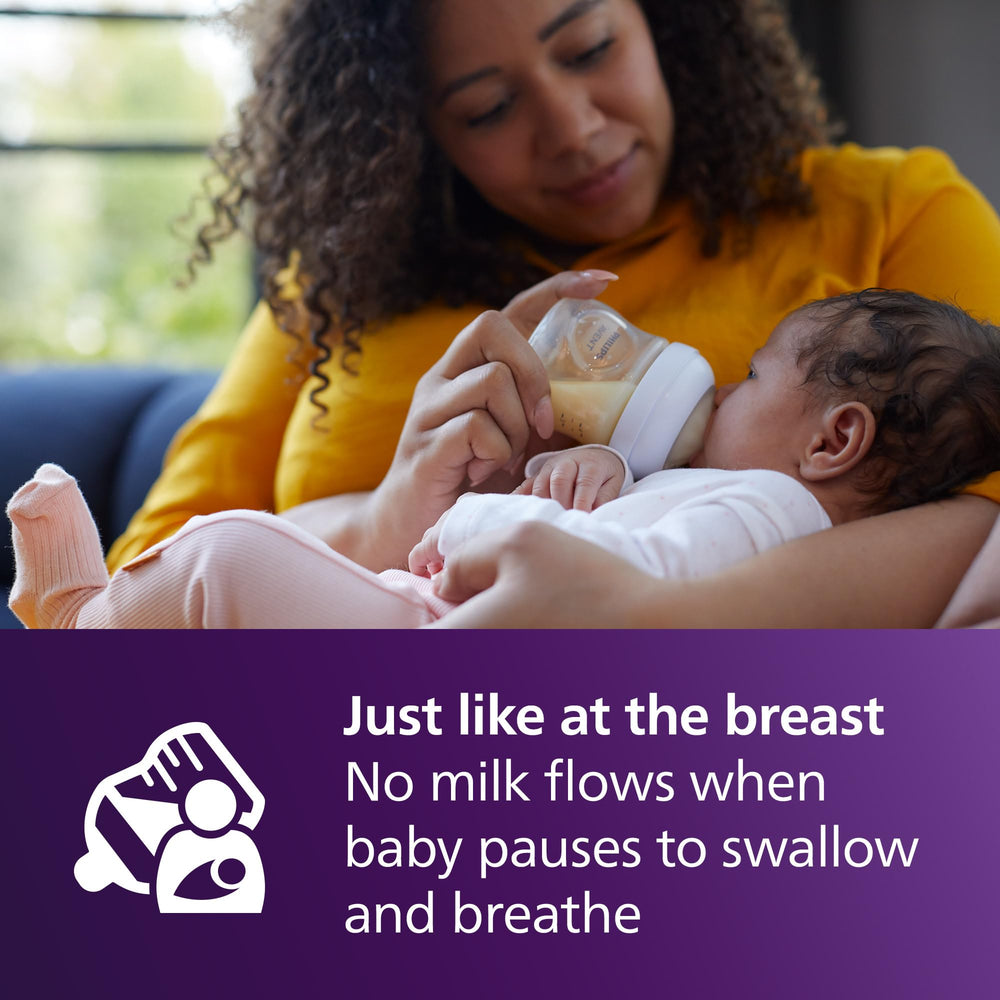 Hand holding Philips Avent bottle demonstrating ergonomic grip comfort
