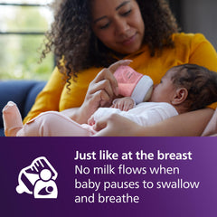 Philips Avent bottle in hand illustrating ergonomic grip and easy hold