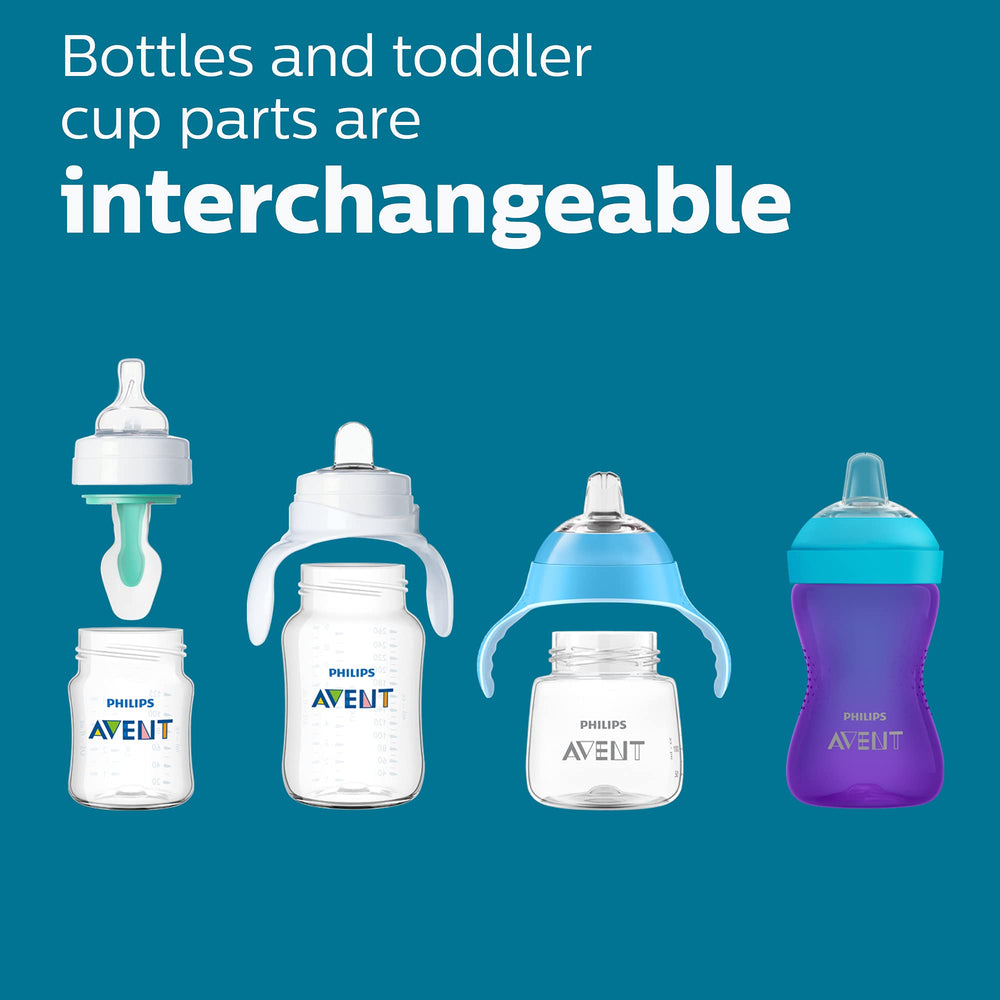 Philips Avent bottle with formula being poured for quick prep benefit
