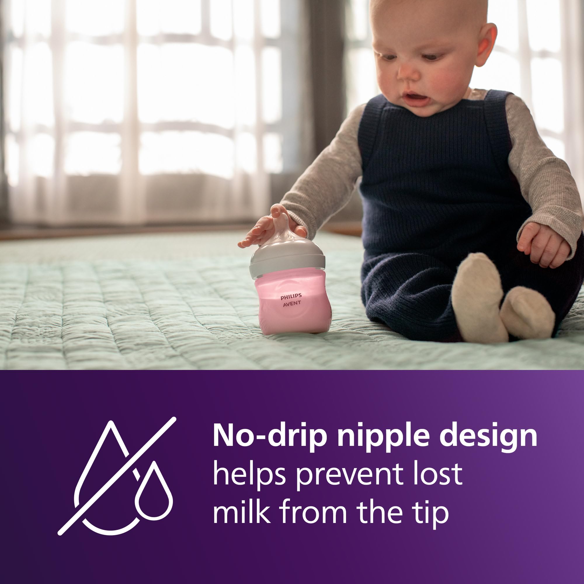 Philips Avent wide neck view highlighting easy filling and cleaning benefit