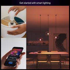 Philips Hue A19 bulb close-up diffuser showing smooth light output benefit