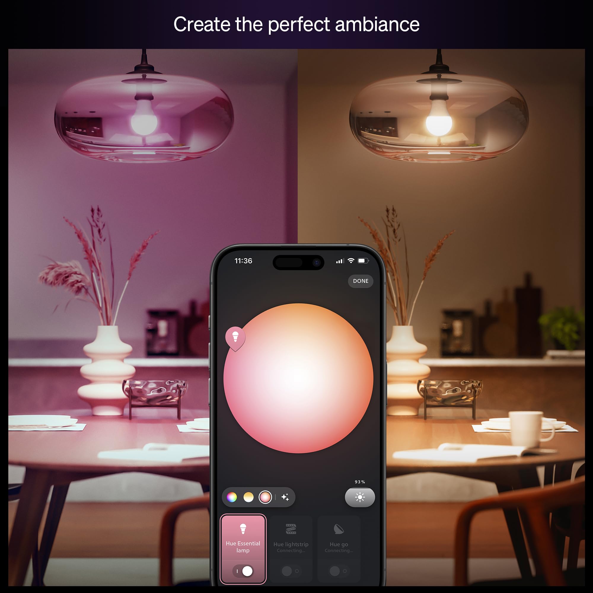 Philips Hue A19 E26 base detail demonstrating standard socket compatibility