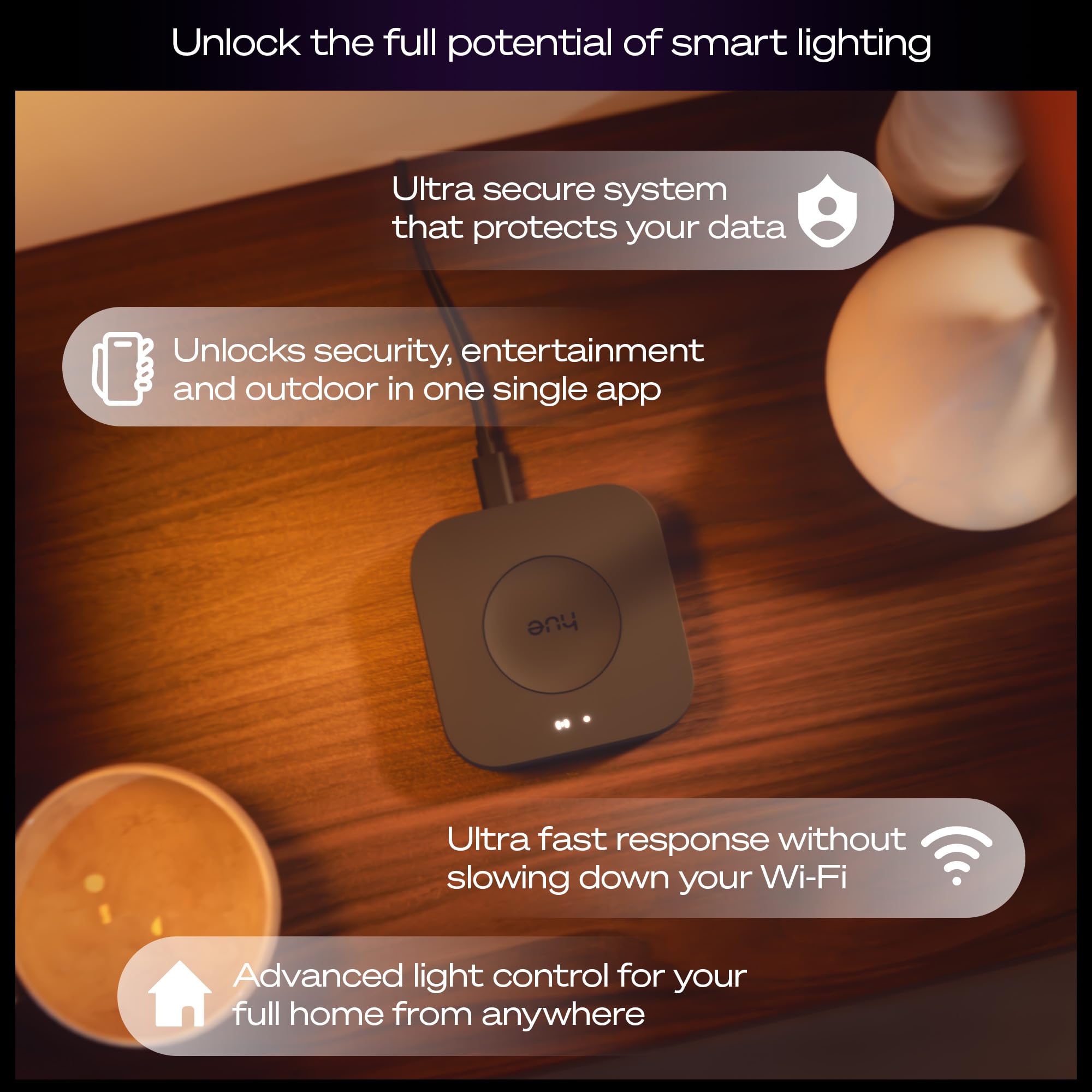Philips Hue Bridge Pro rear ports view highlighting wireless placement flexibility benefit