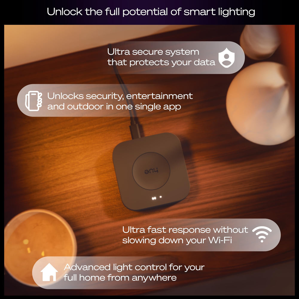 Philips Hue Bridge Pro rear ports view highlighting wireless placement flexibility benefit