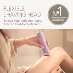 PHILIPS lady shaver flexible head close-up demonstrating contour-following action