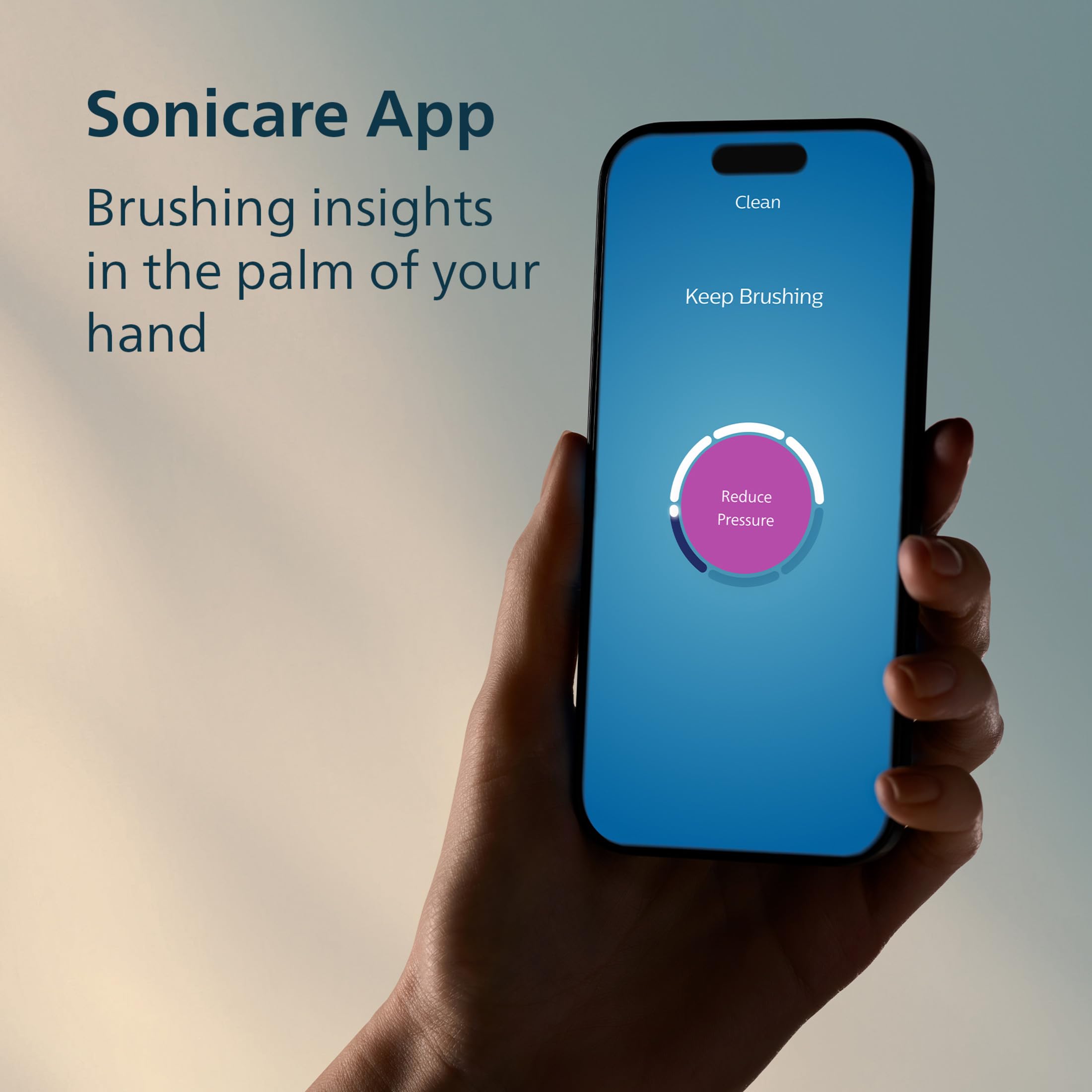Philips Sonicare app screen and timers guiding brushing for better habits