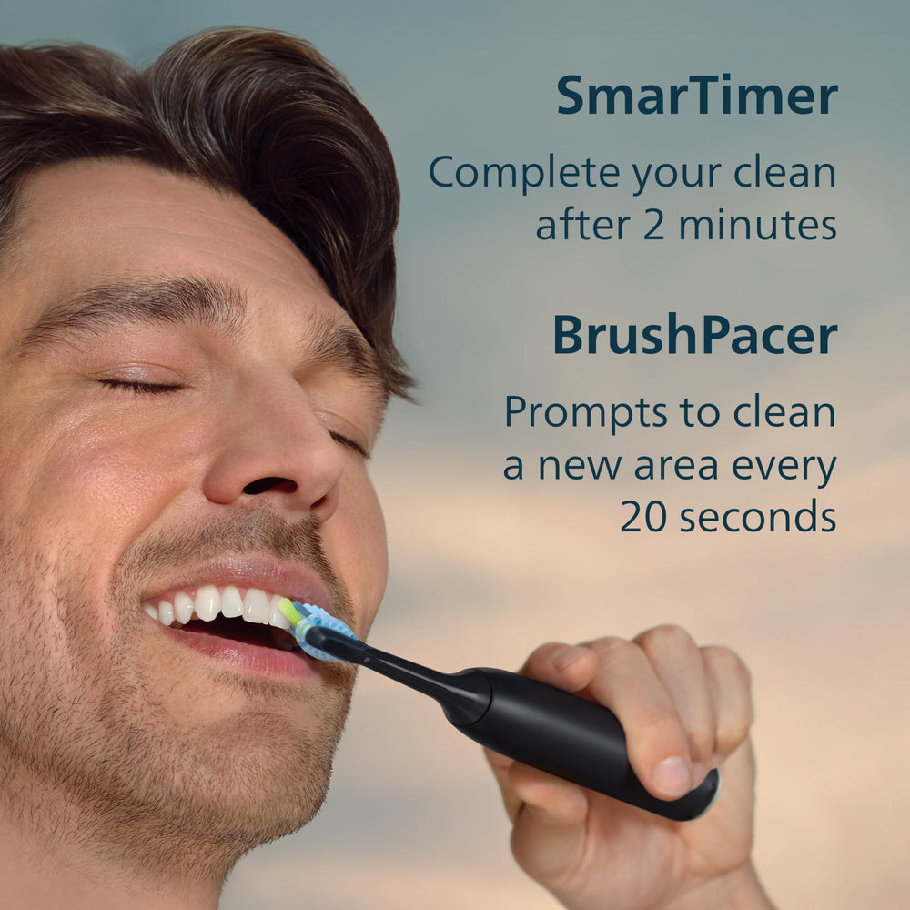 Philips Sonicare app on phone displaying guided session to improve brushing coverage and timing
