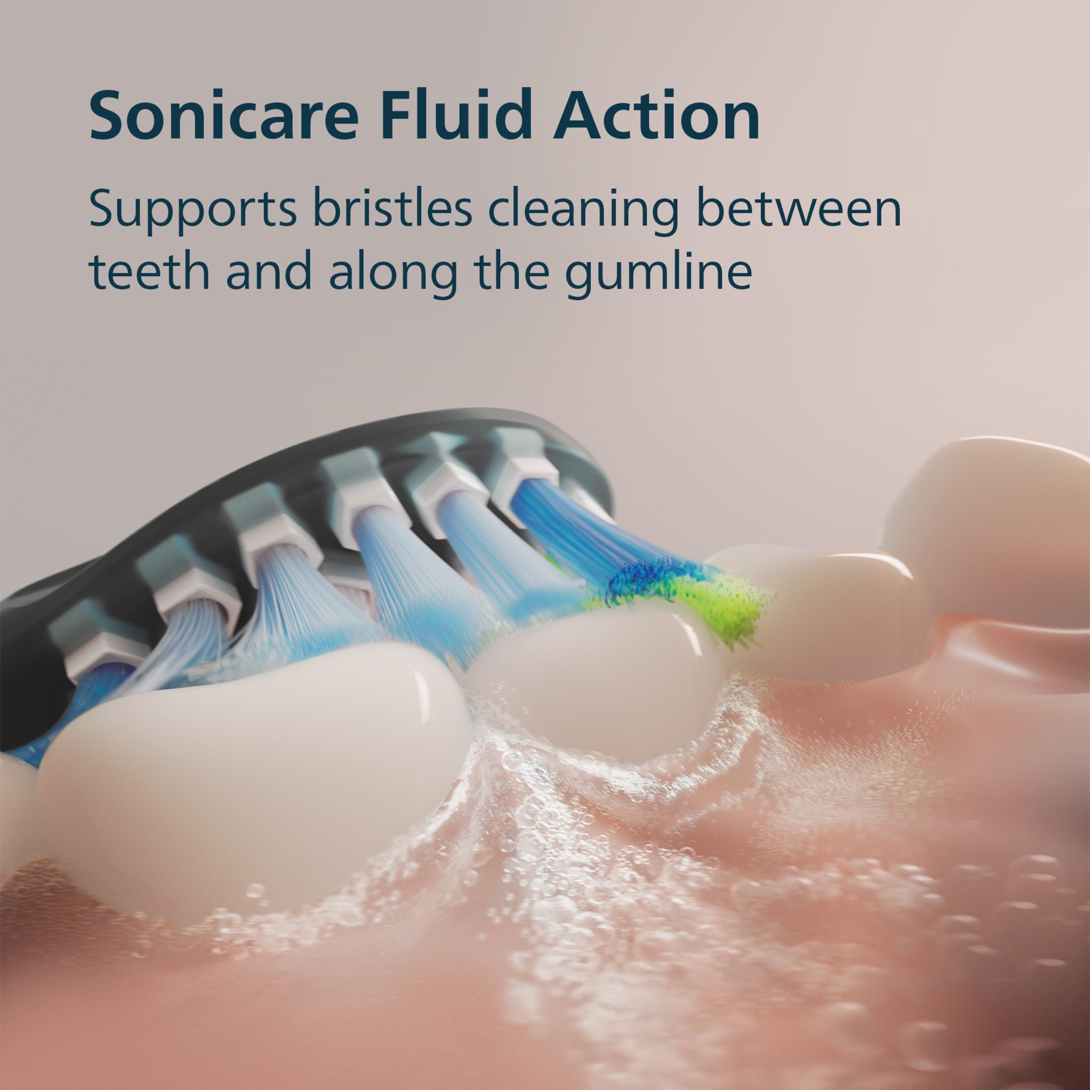 Philips Sonicare C3 brush head detail showing dense center bristles for faster stain removal