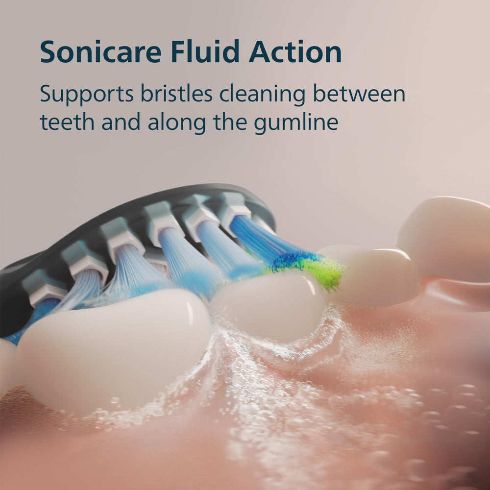 Philips Sonicare C3 brush head detail showing dense center bristles for faster stain removal