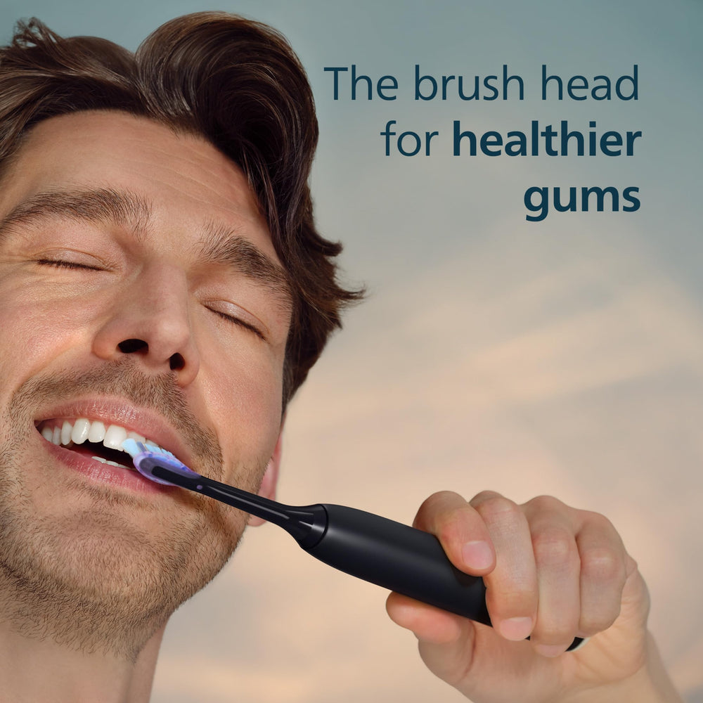 Philips Sonicare close up of concave bristles for improved gum contact