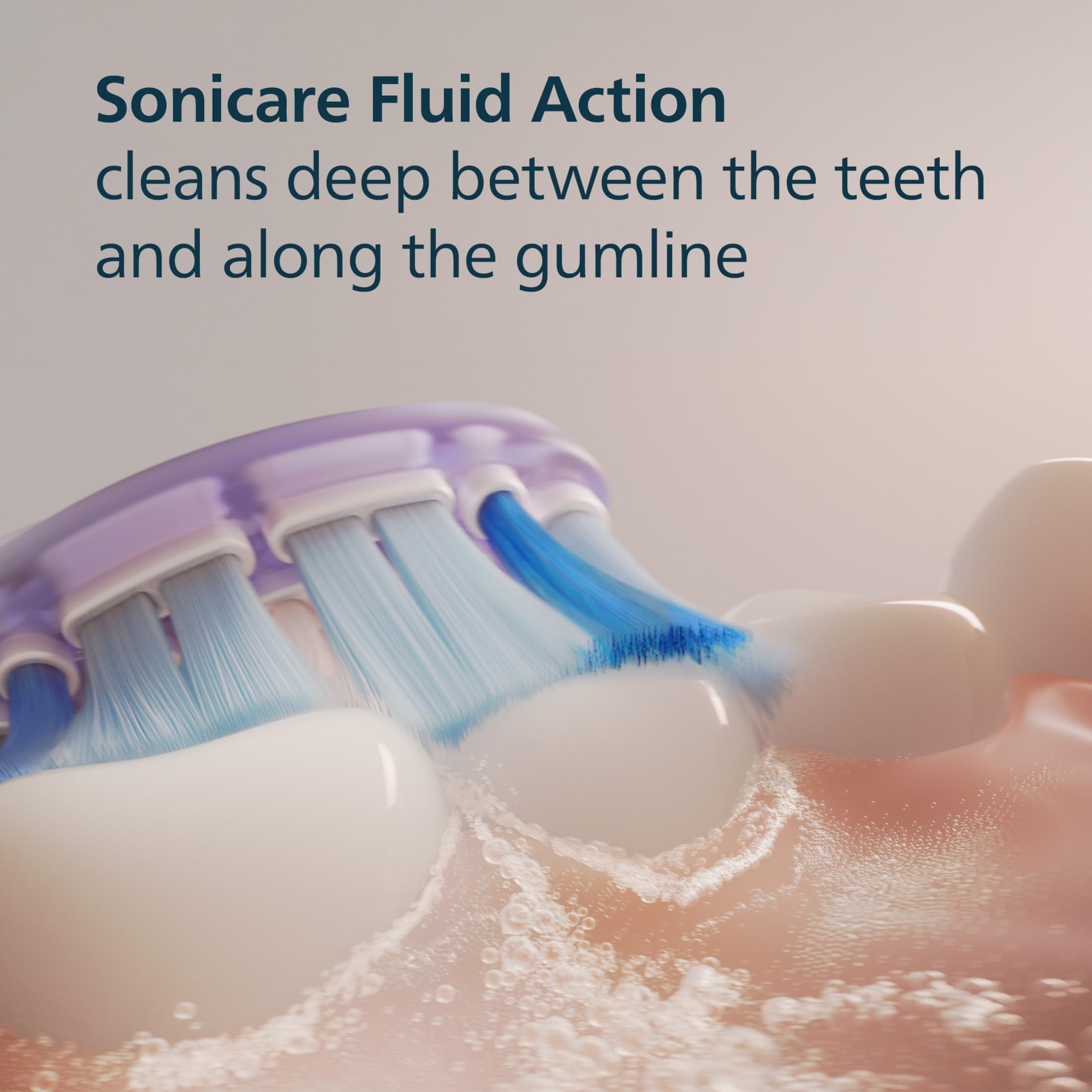 Philips Sonicare brush head next to toothbrush for scale and sizing clarity