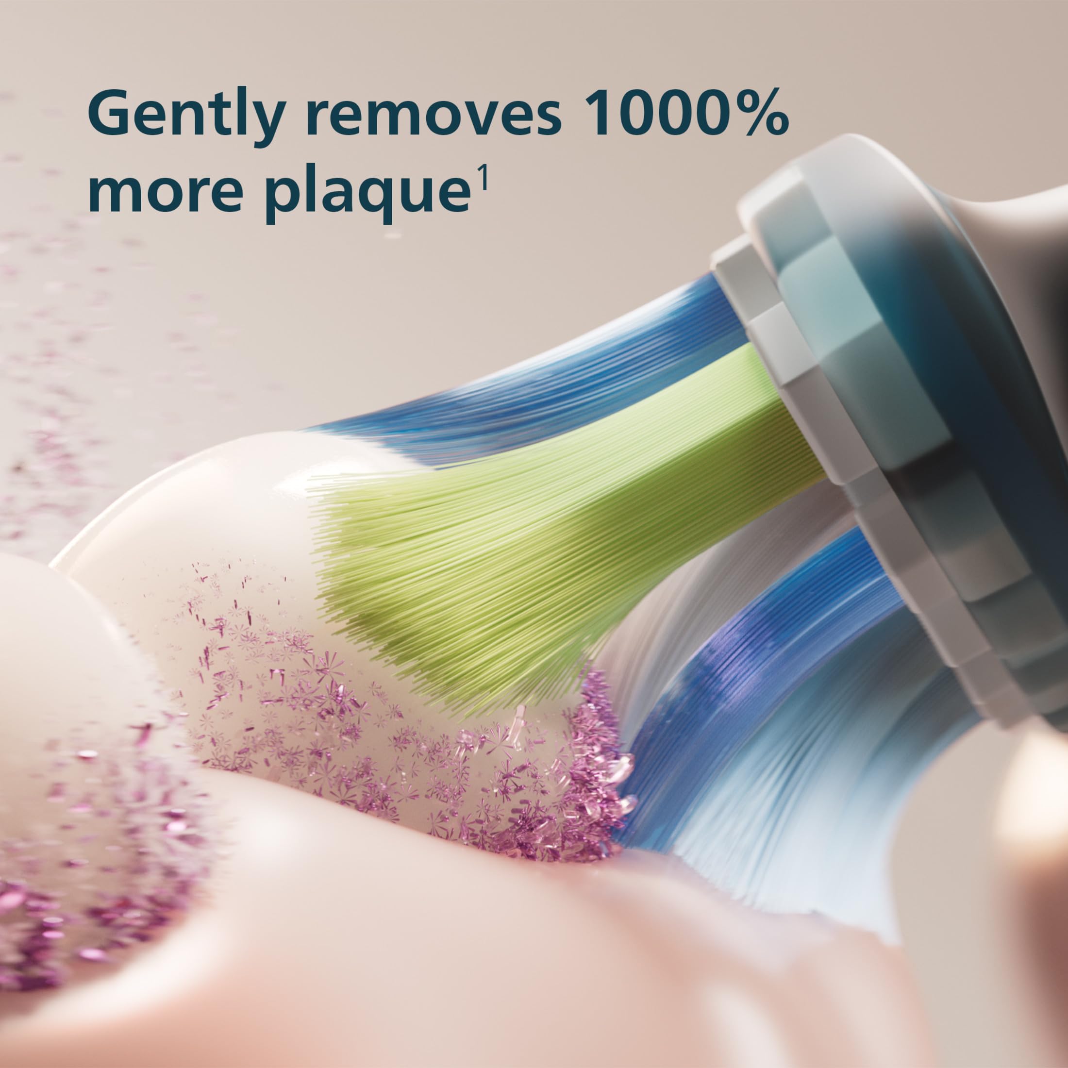 Philips Sonicare S2 sensitive brush head close view offering softer filaments for gentle care